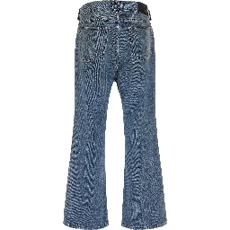 Blue Cotton Flared Jeans