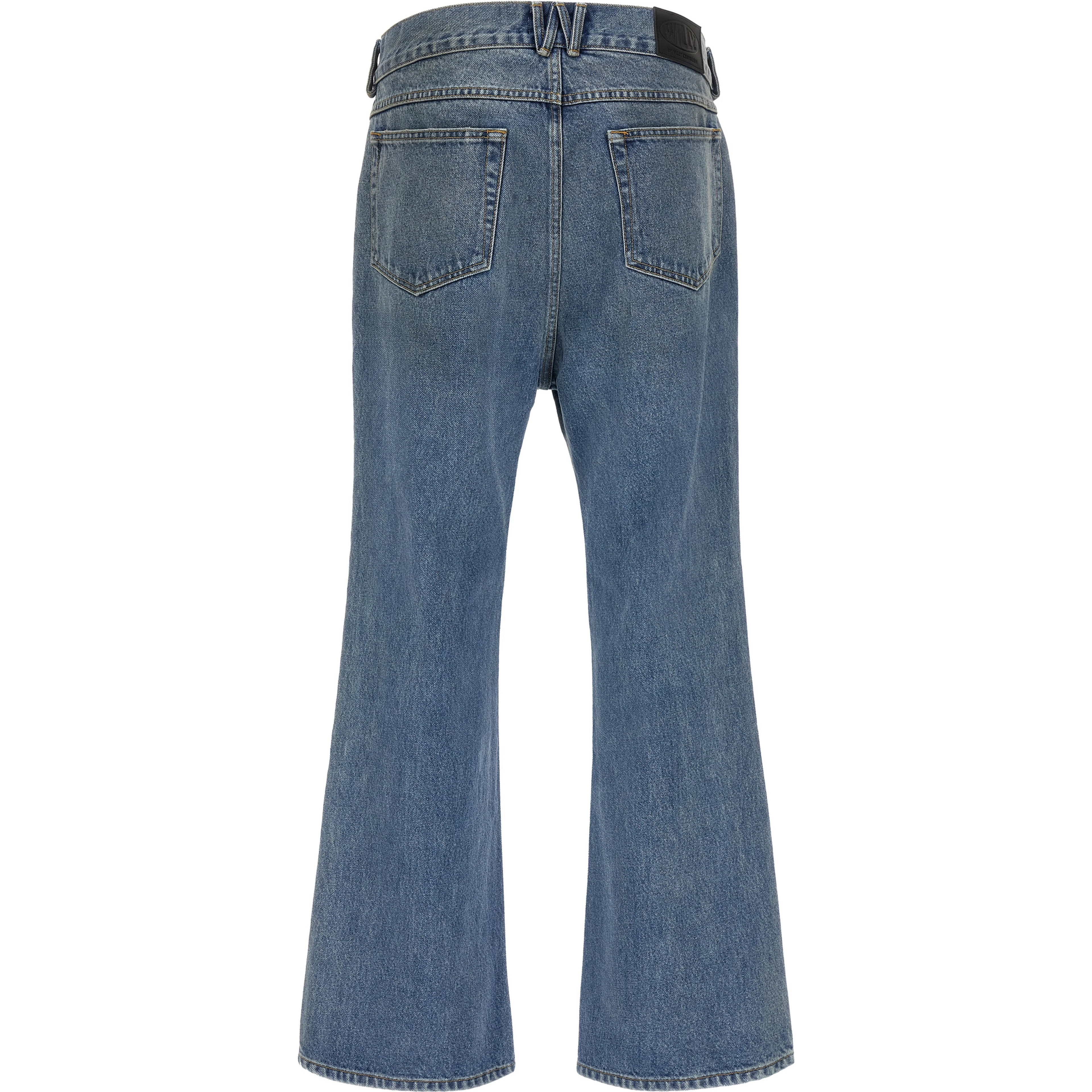 Blue Cotton Flared Jeans