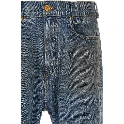 Blue Cotton Flared Jeans