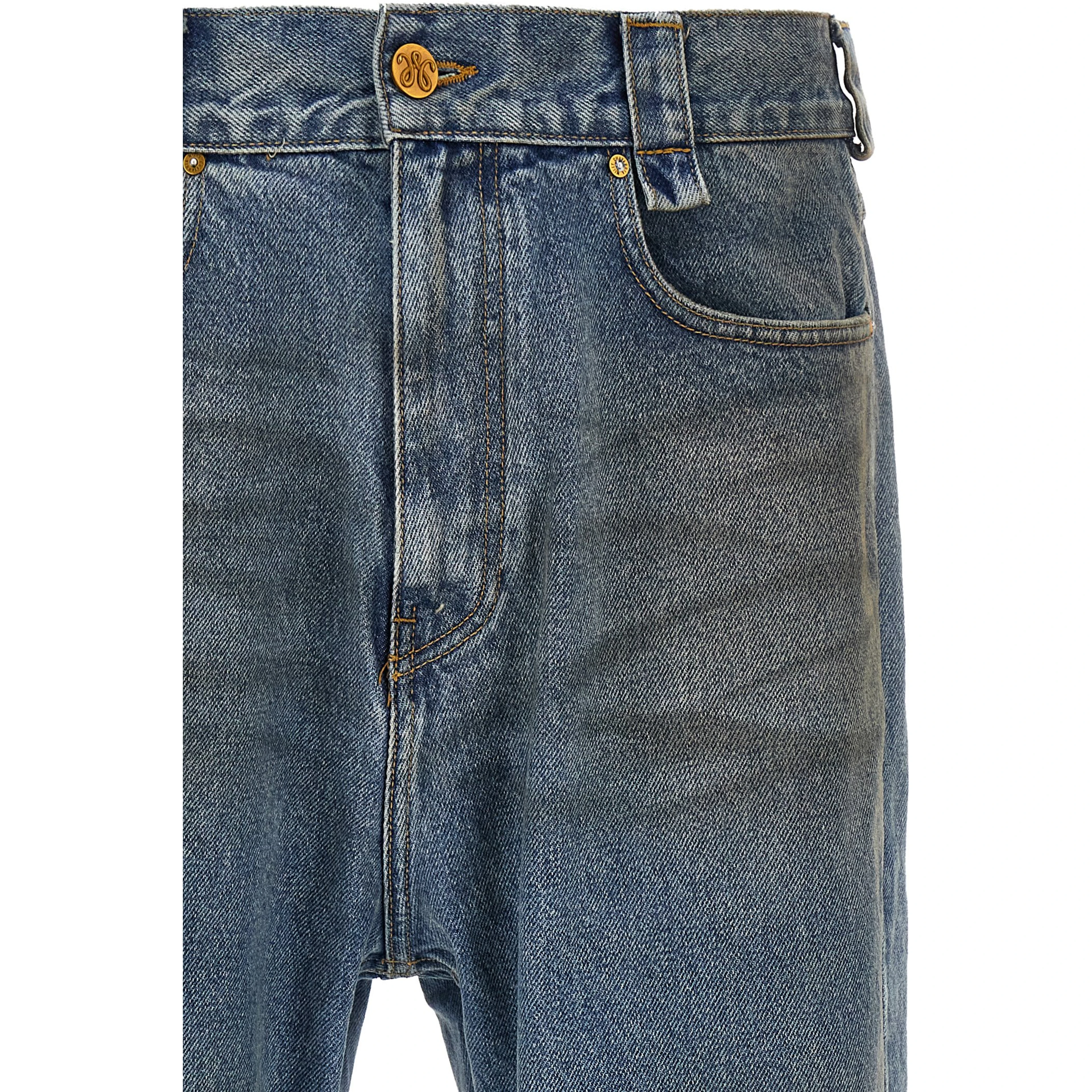 Blue Cotton Flared Jeans