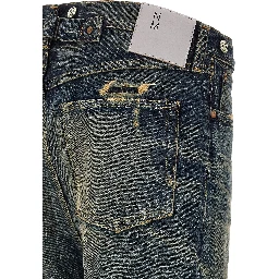 Blue Cotton Straight-Leg Jeans