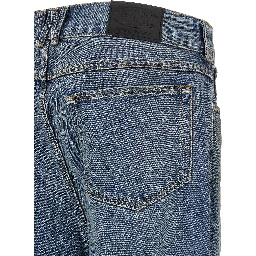 Blue Cotton Flared Jeans