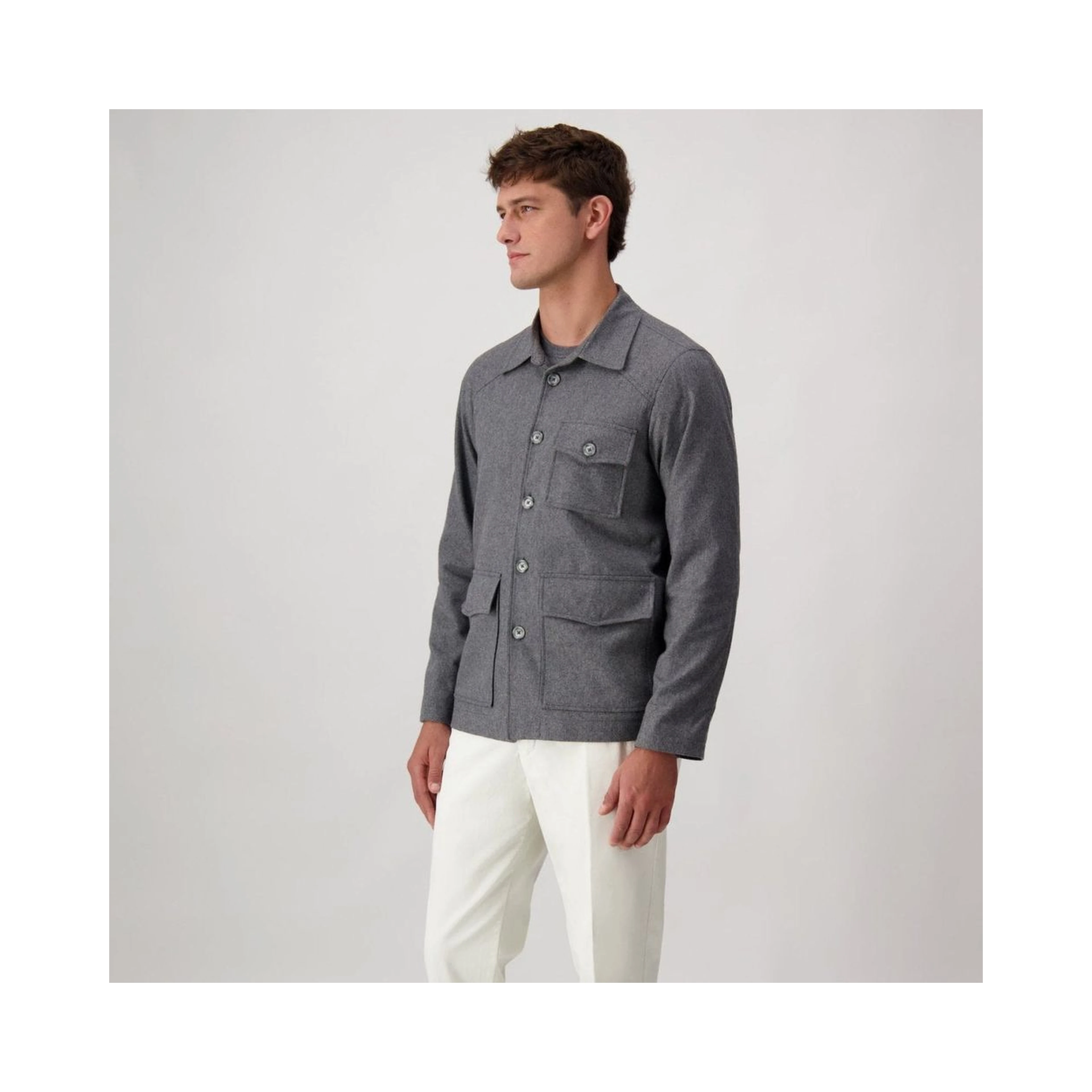 Gray Cashmere Full-Length Jacket