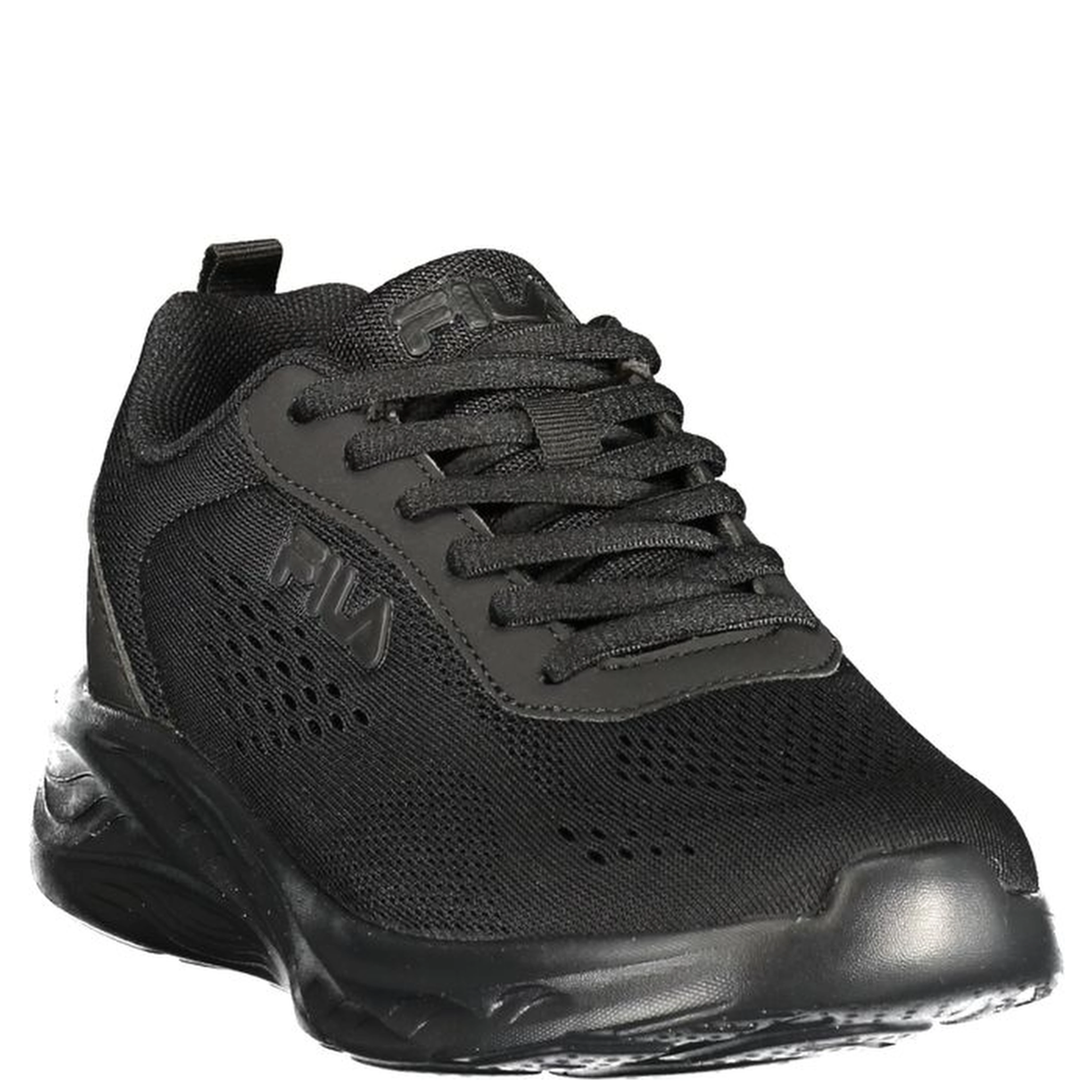 Black Polyester Athletic Sneakers