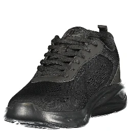 Black Polyester Athletic Sneakers