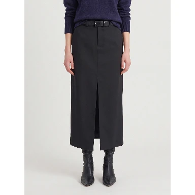 Maybelle black pencil skirt with front slit