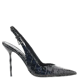 Croco-embossed leather 'Lidia' slingback pump