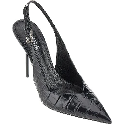 Croco-embossed leather 'Lidia' slingback pump