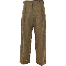 Wool and mohair tailored pants with pleat