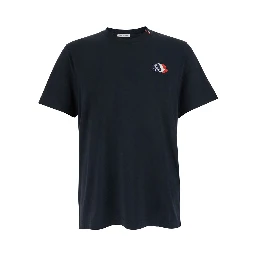 Blue T-Shirt with Logo Print on the Front in Cotton for Men