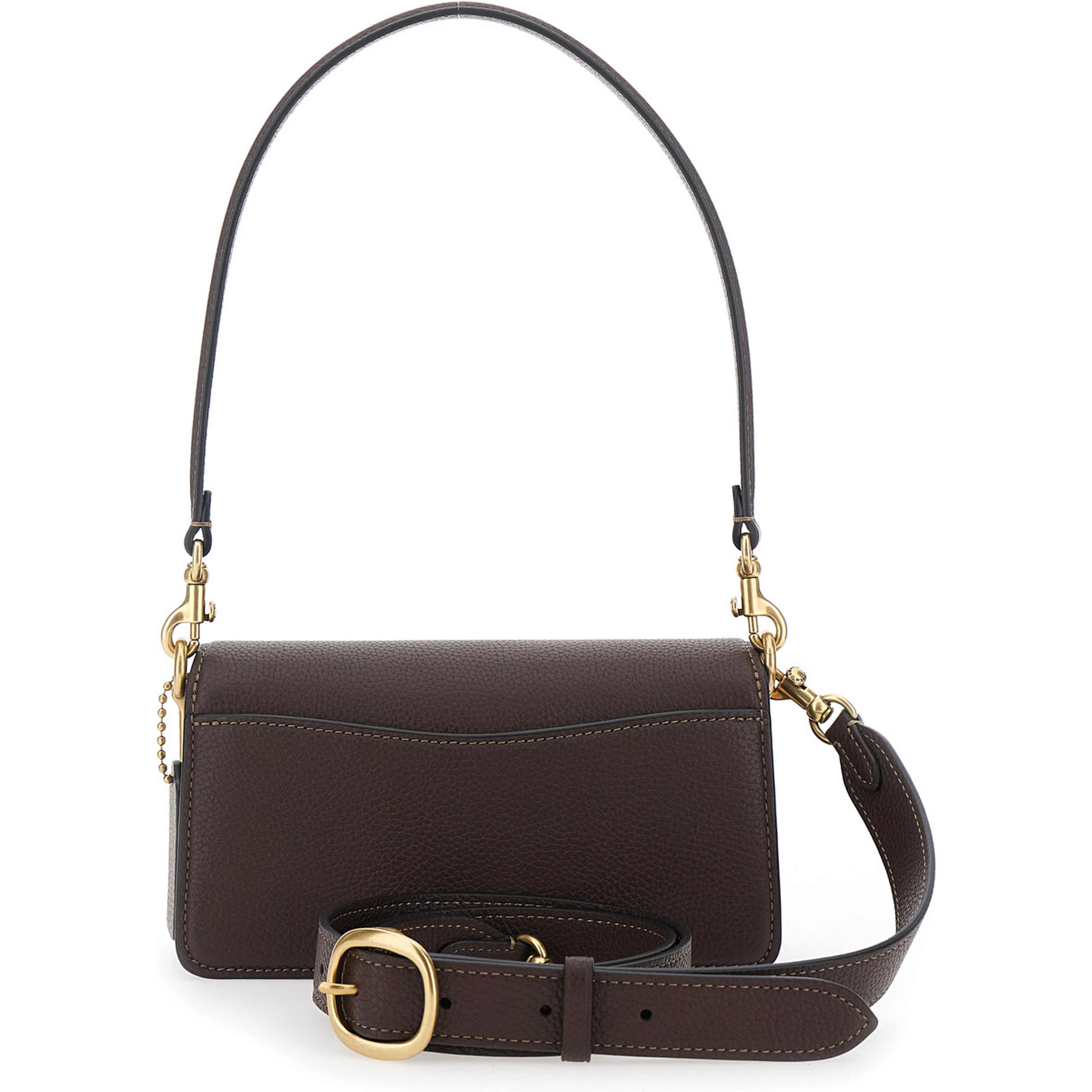 Crossbody bag Tabby 20 with Removable Handle and Logo Plate on Front in Brown Leather for Women