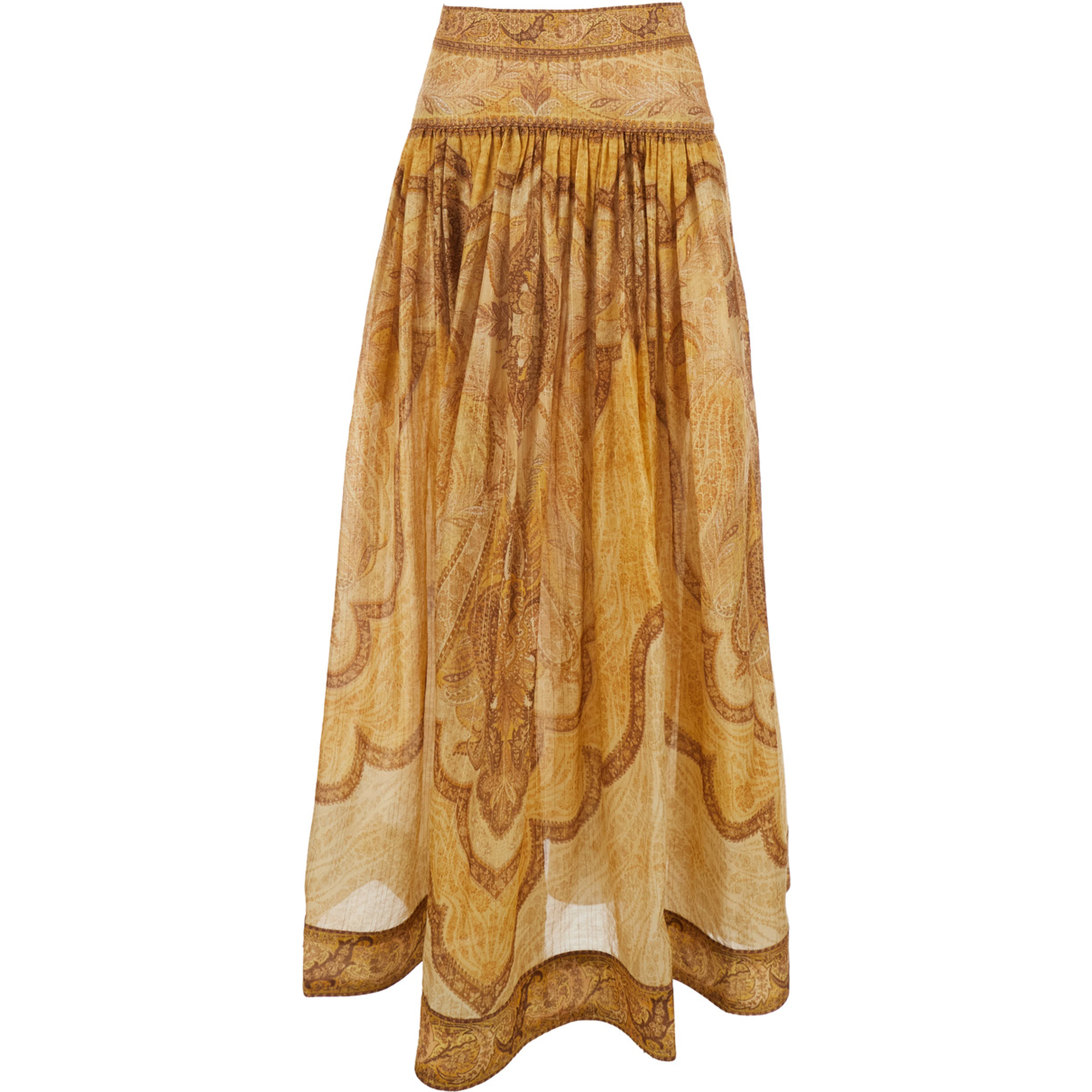 Wanderlust Multicolor Flared Skirt with Rear Zip Closure and All-Over Paisley Motif in Cotton Blend Woman