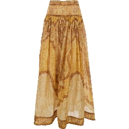 Wanderlust Multicolor Flared Skirt with Rear Zip Closure and All-Over Paisley Motif in Cotton Blend Woman