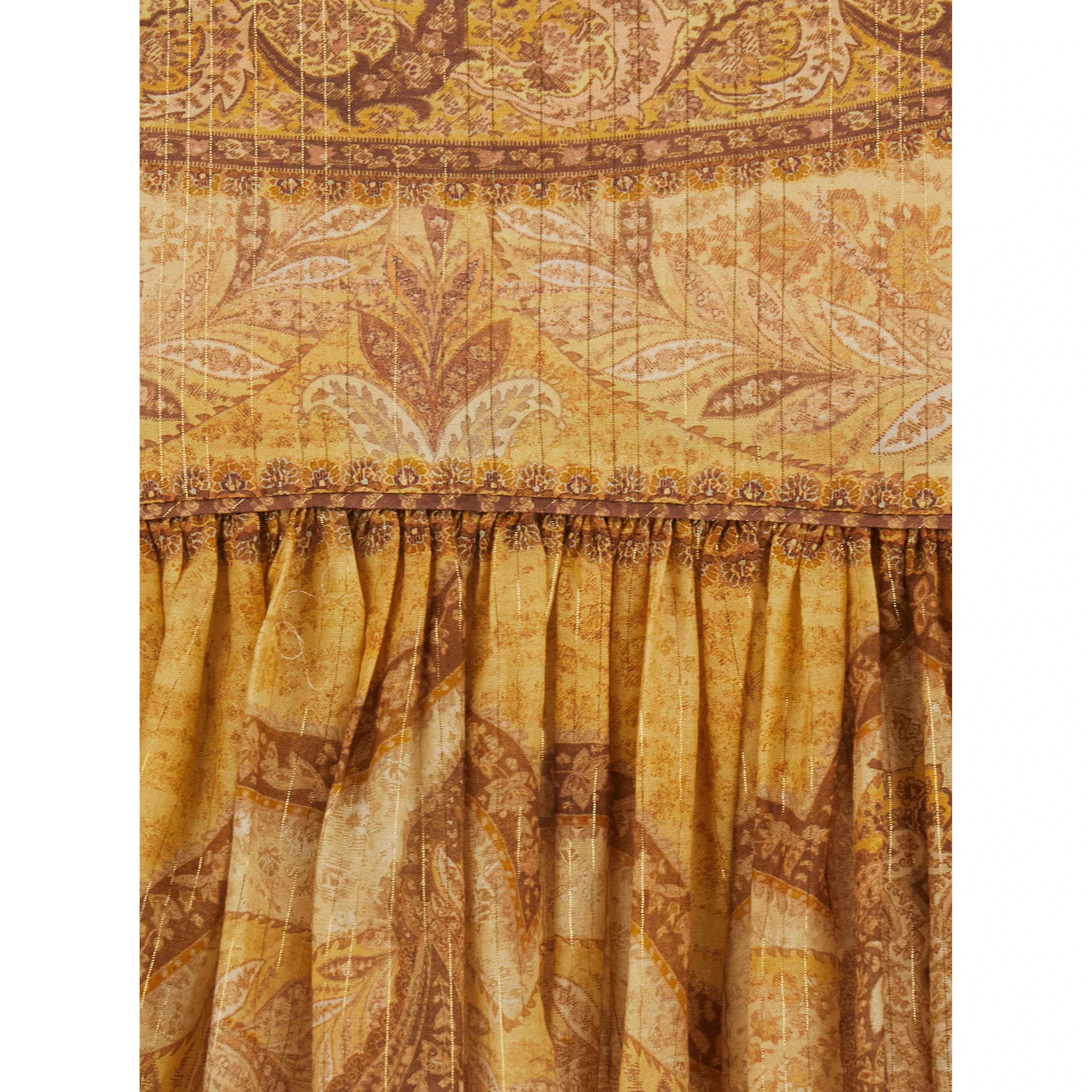 Wanderlust Multicolor Flared Skirt with Rear Zip Closure and All-Over Paisley Motif in Cotton Blend Woman
