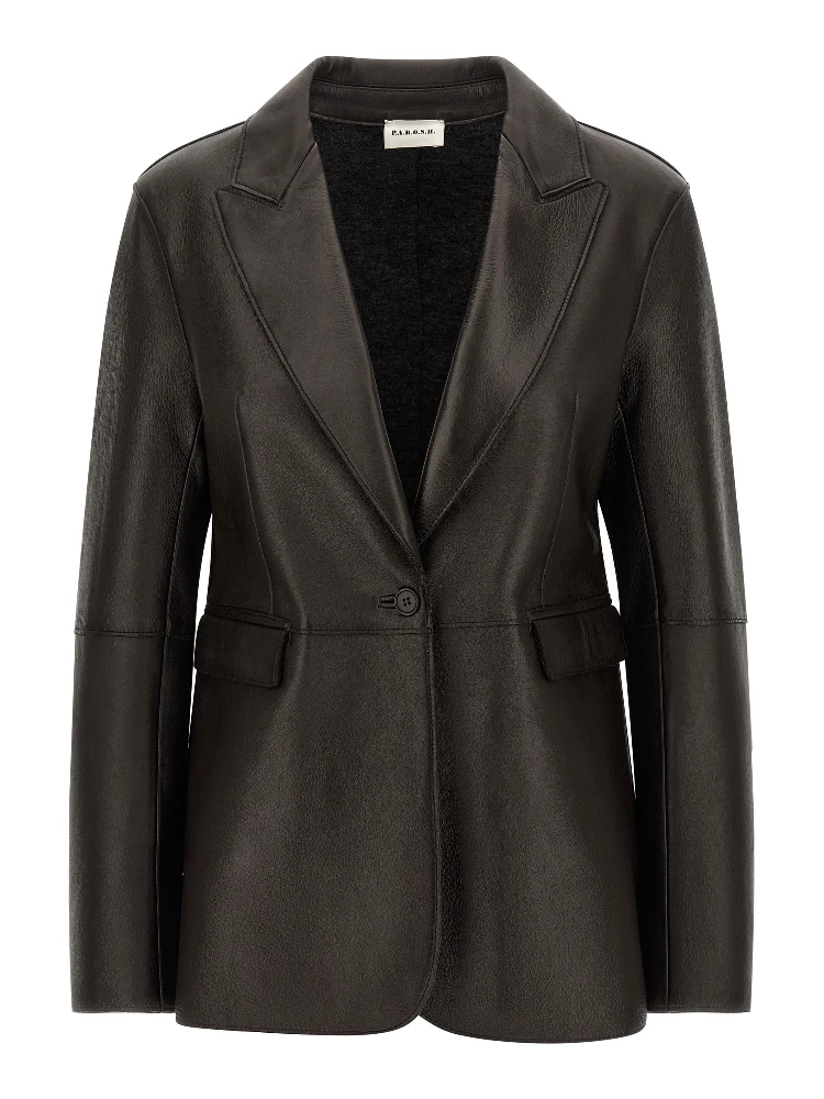 Black Lamb Leather Blazer