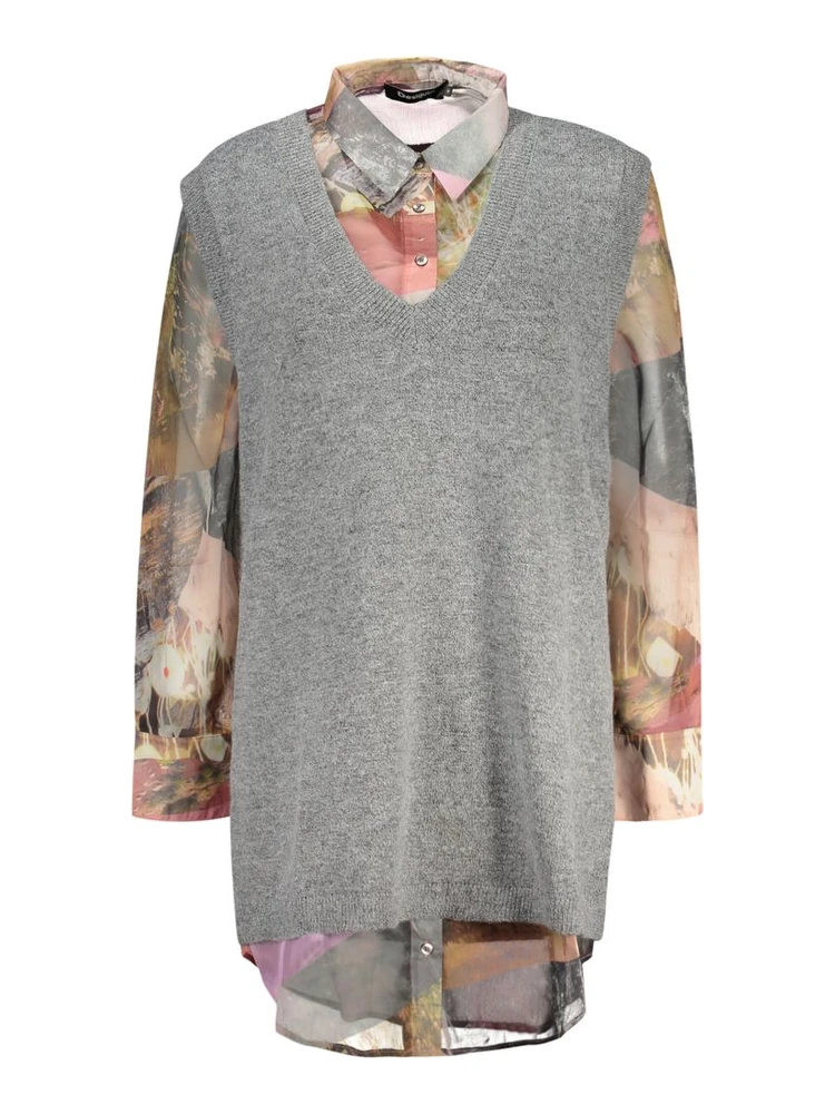 Gray Polyester Womens Shirt