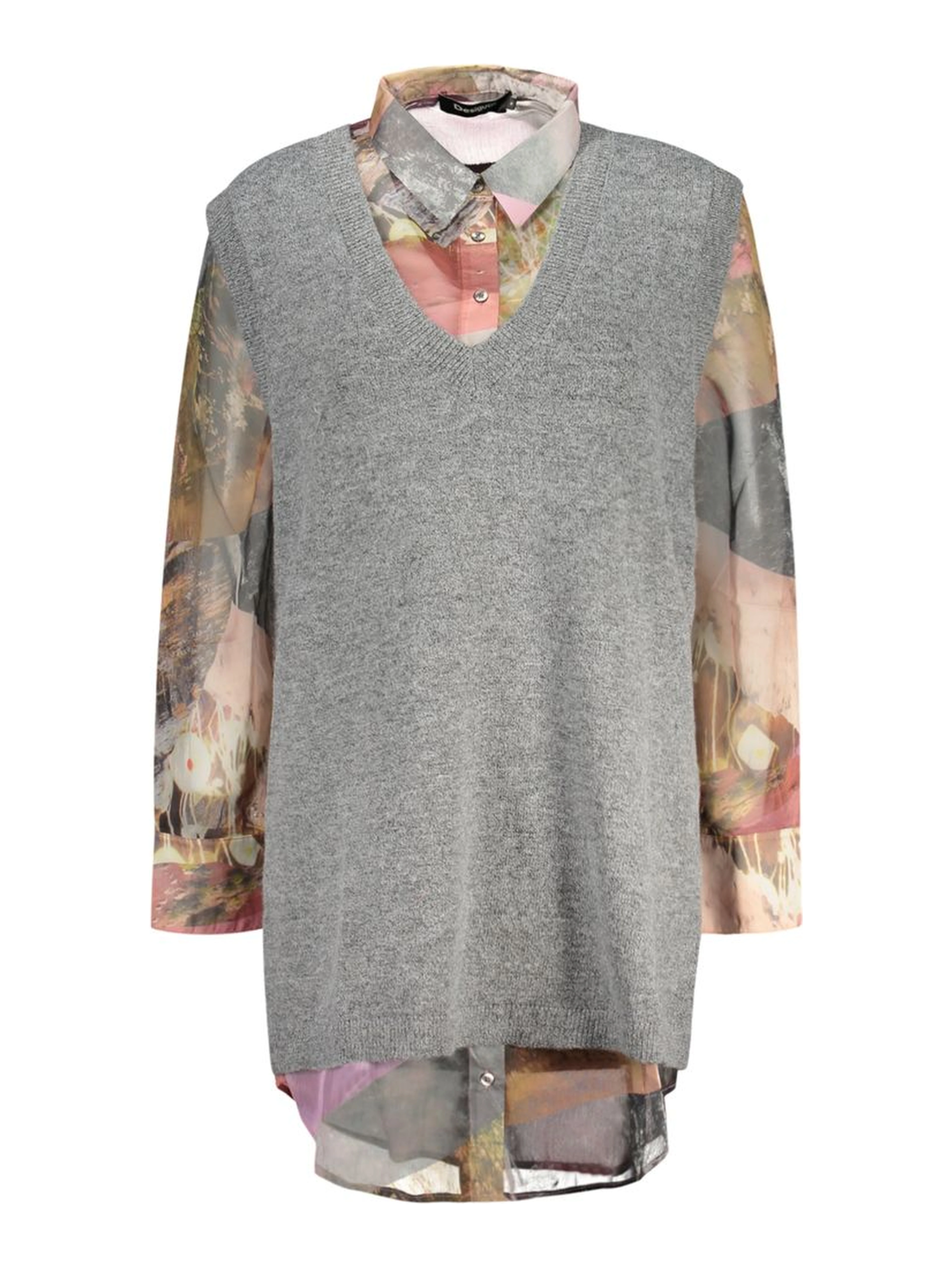 Gray Polyester Womens Shirt