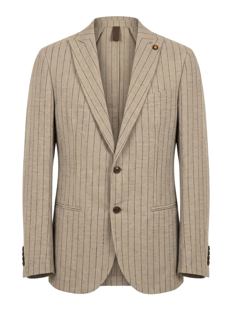 Beige Linen Men Jacket