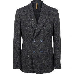 Blue Viscose Men Jacket