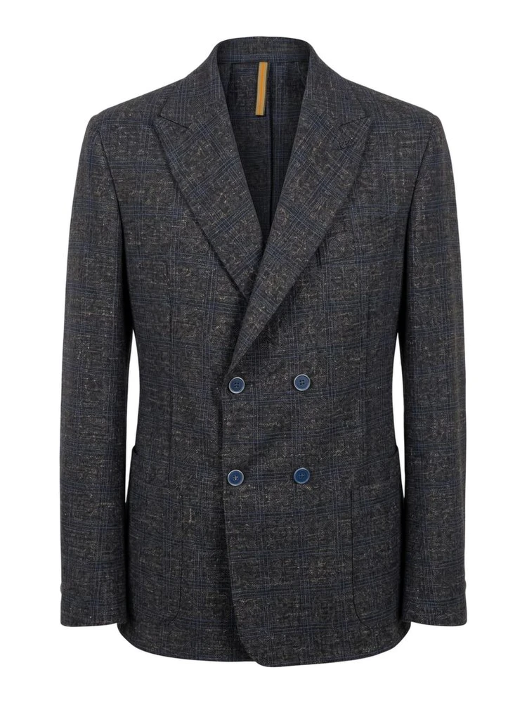 Blue Viscose Men Jacket