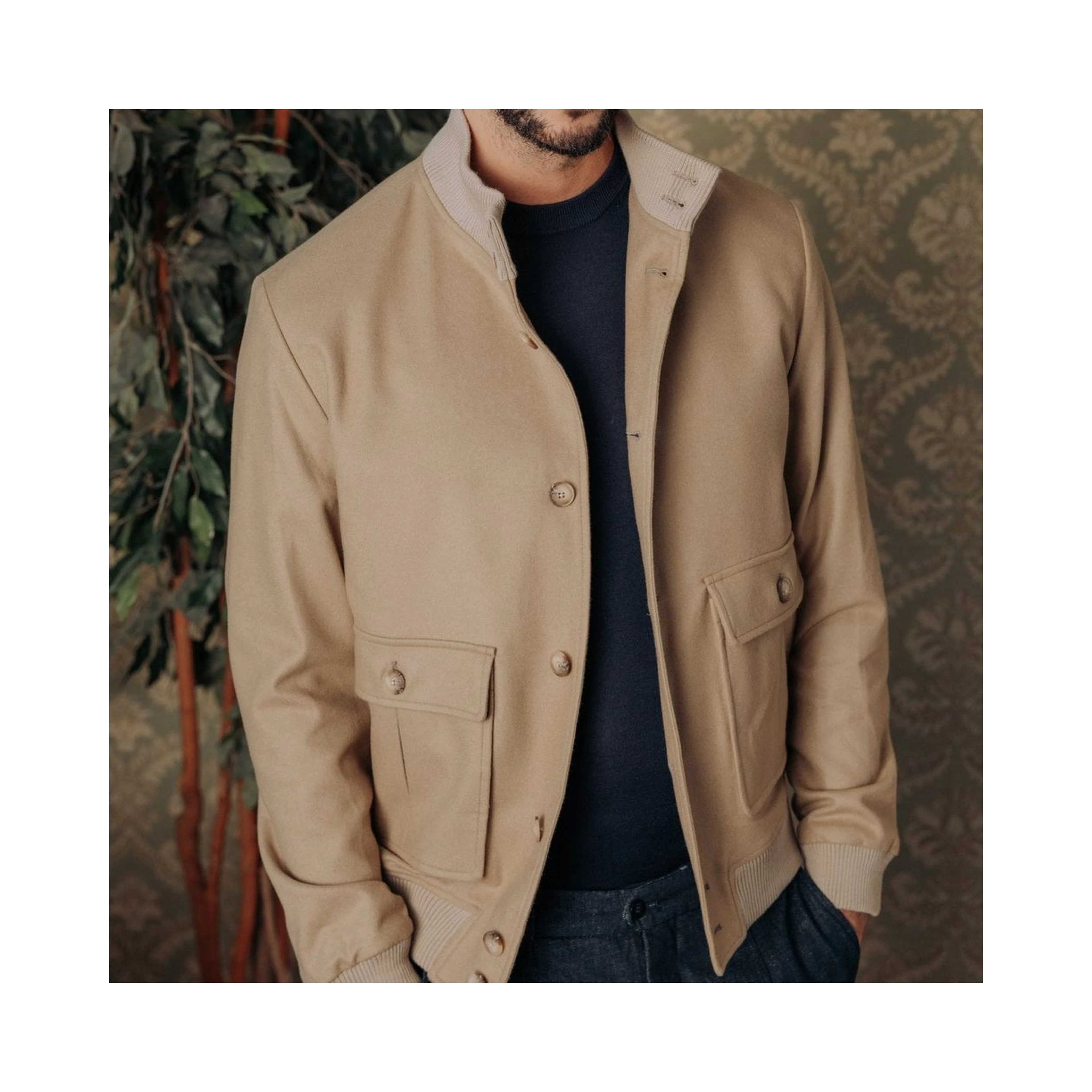 Beige Virgin Wool Bomber