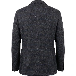Blue Viscose Men Jacket