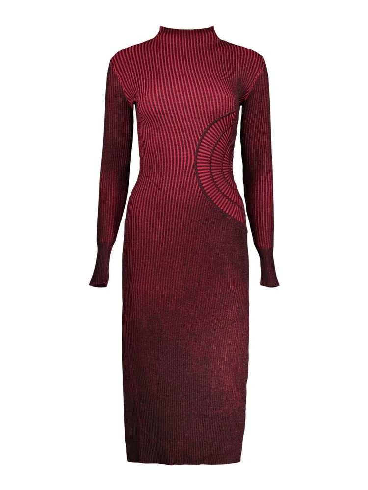 Red Polyester Casual Dress