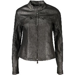 Black Polyester Biker Jacket