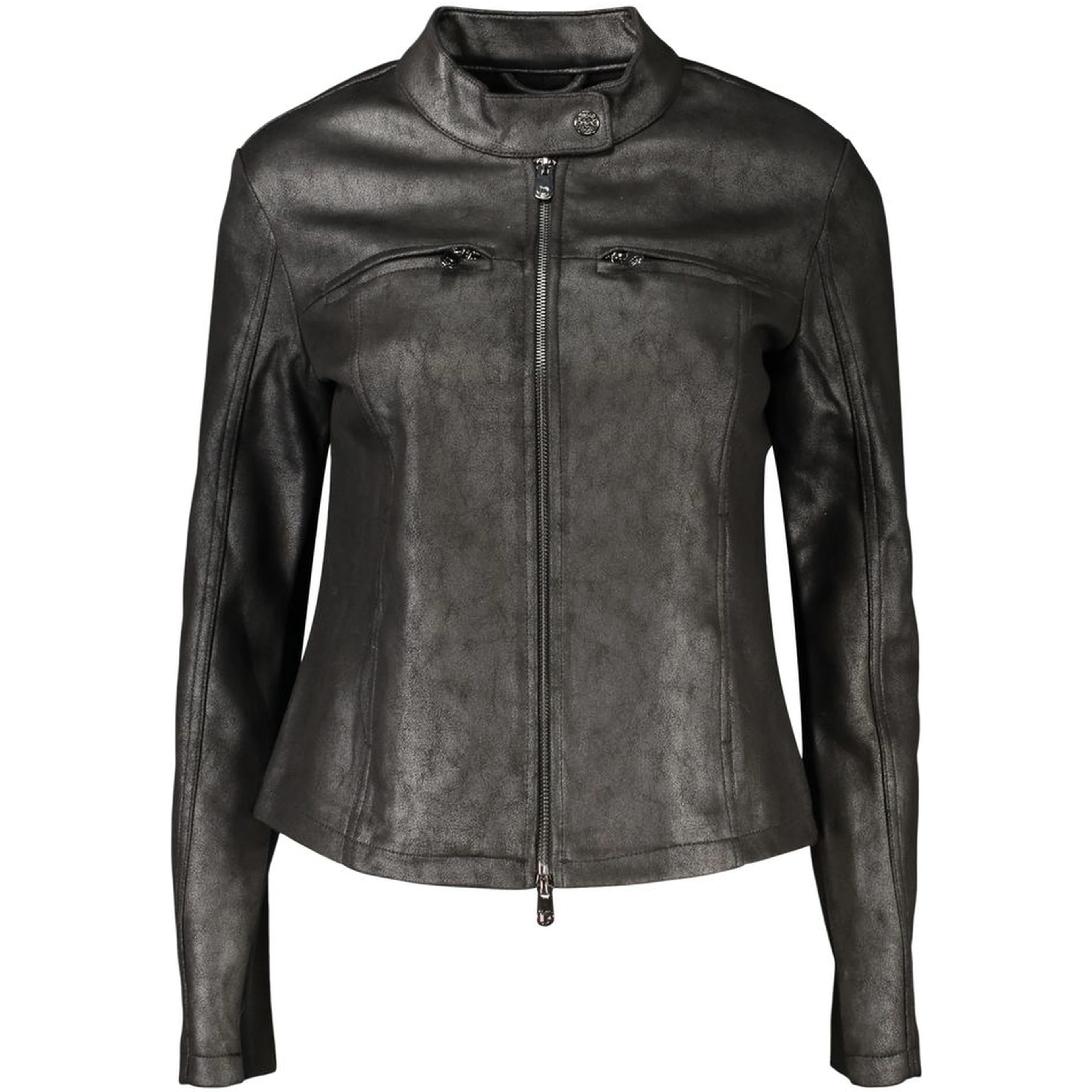 Black Polyester Biker Jacket