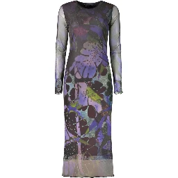 Purple Polyester Casual Dress