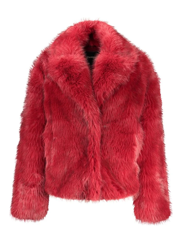 Red Polyester Full-Length Jacket