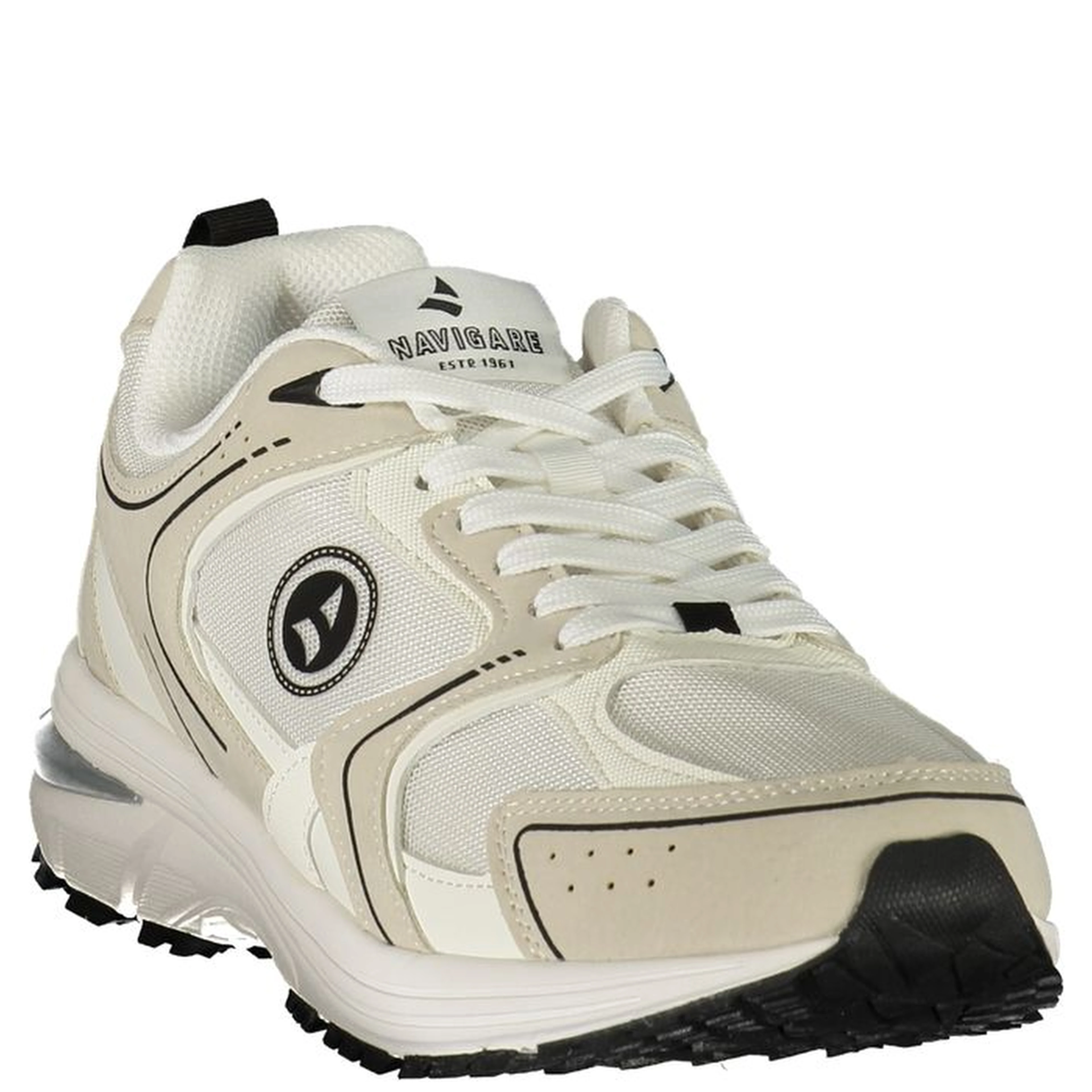 White Polyester Athletic Sneakers