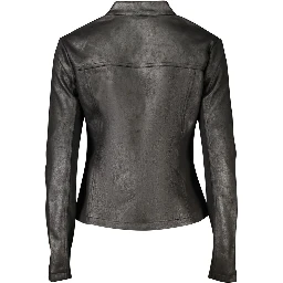 Black Polyester Biker Jacket