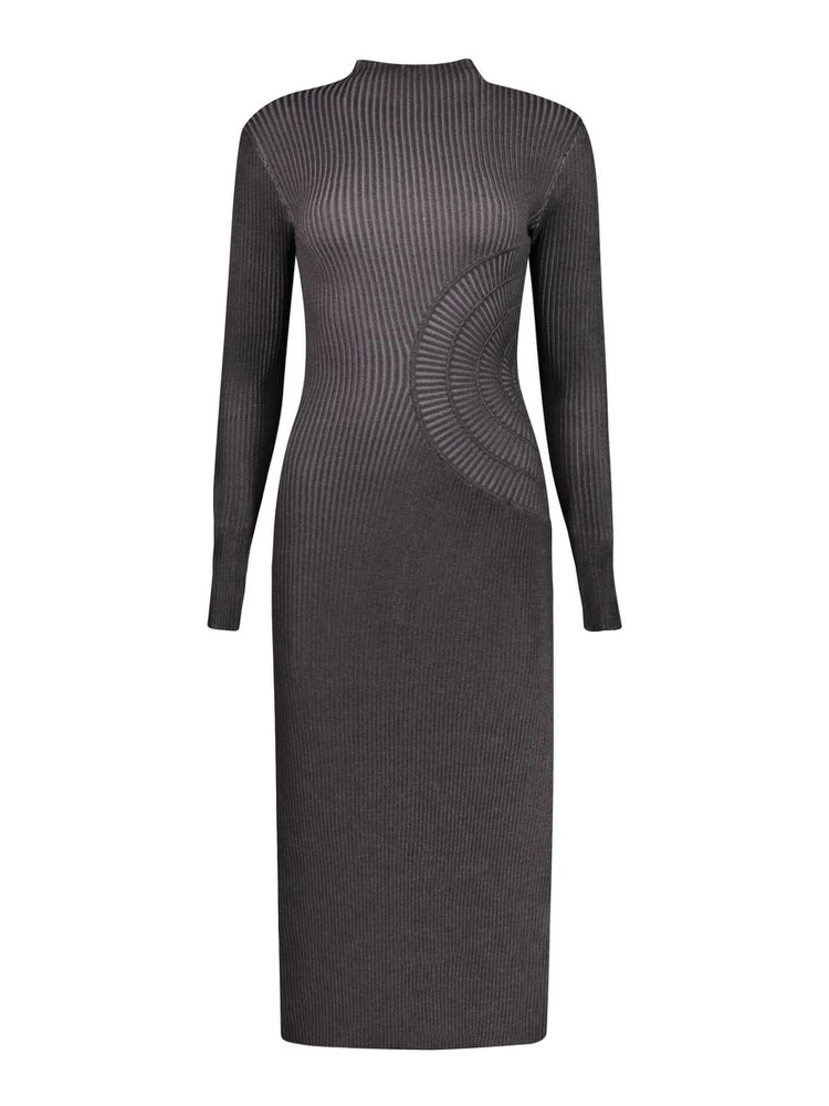 Black Polyester Casual Dress