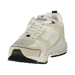 White Polyester Athletic Sneakers