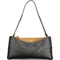 Nero Polyurethane Women Bag with Compartments and Central Pocket