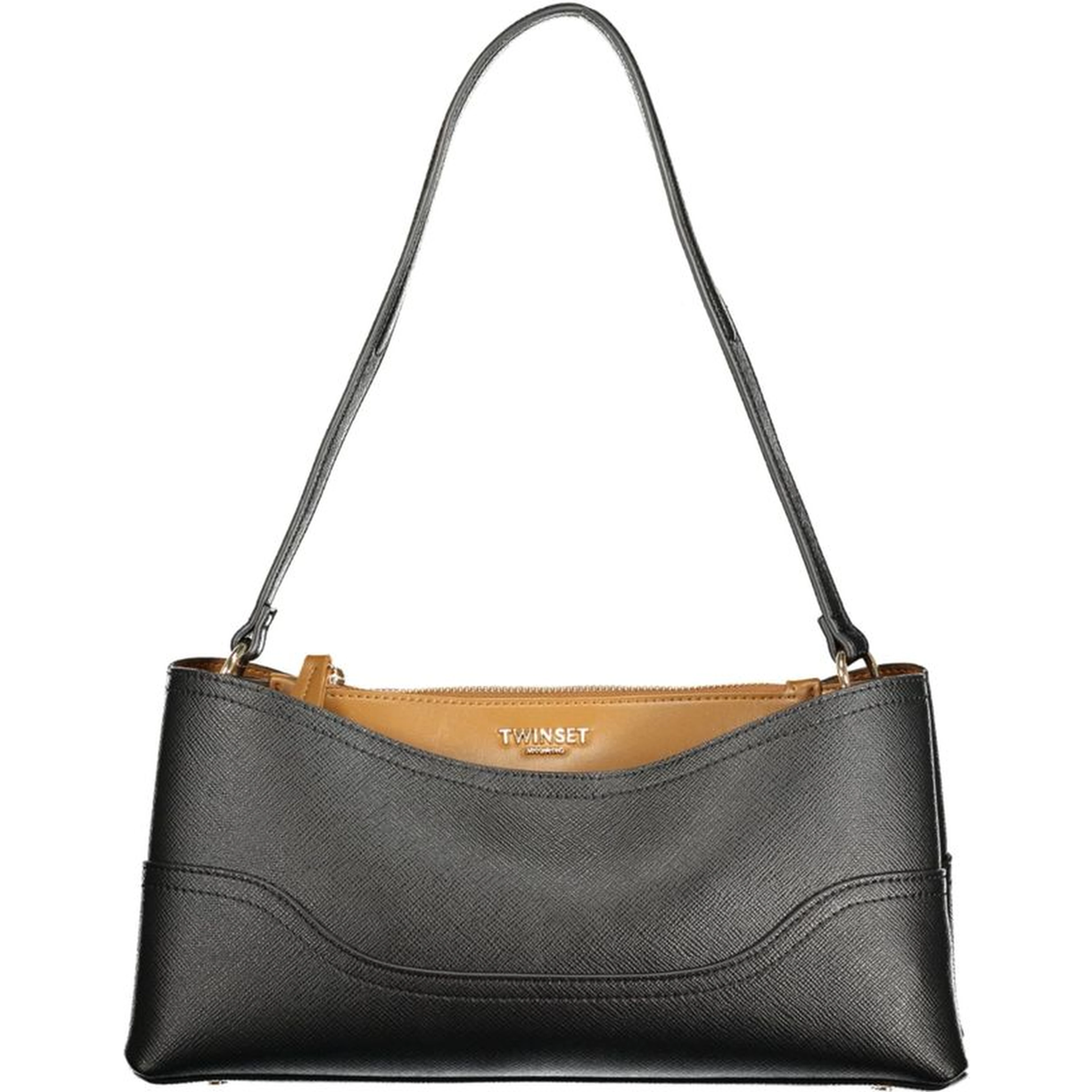 Nero Polyurethane Women Bag with Compartments and Central Pocket