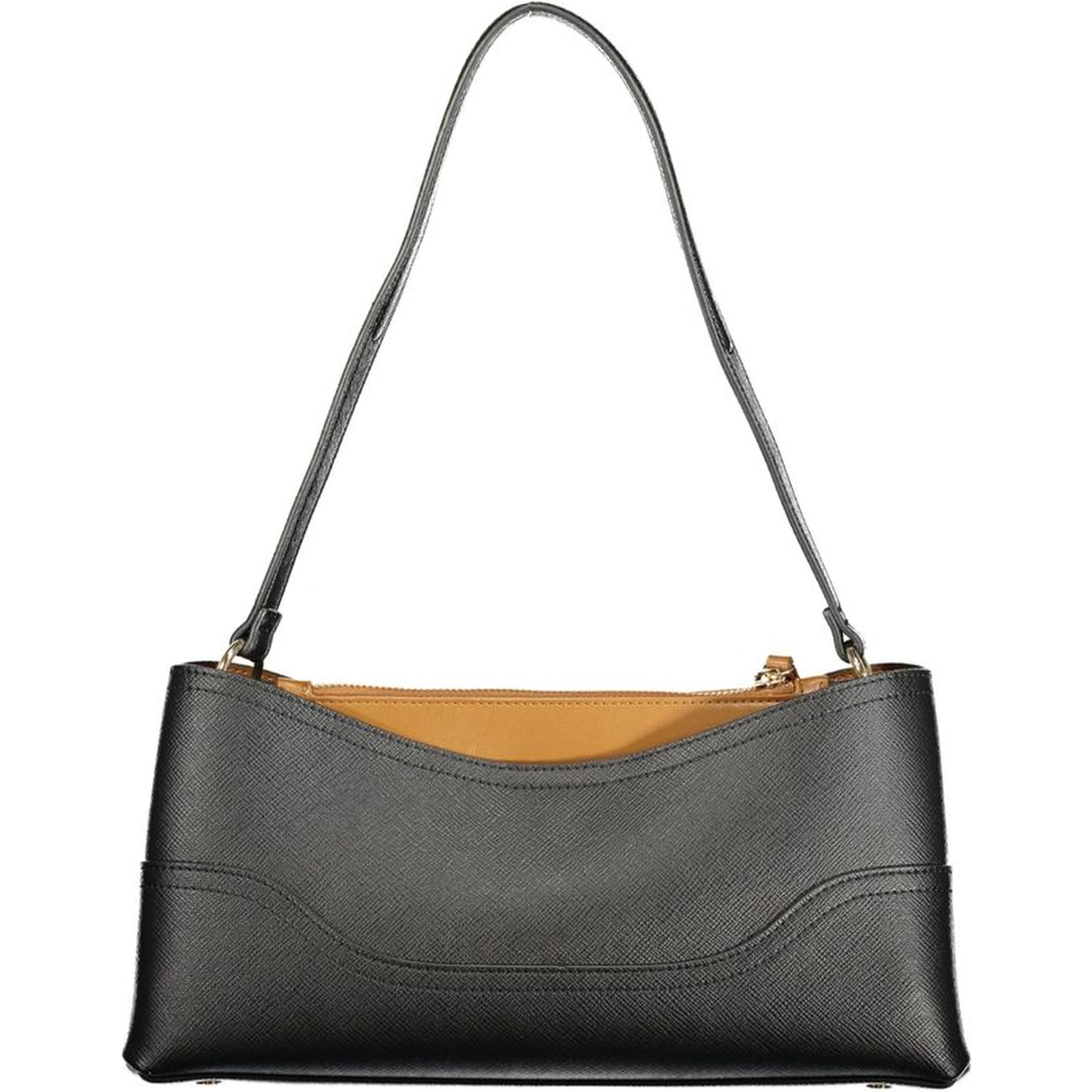 Nero Polyurethane Women Bag with Compartments and Central Pocket