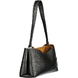 Nero Polyurethane Women Bag with Compartments and Central Pocket
