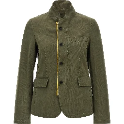 Bicolor Cotton Full-Length Jacket