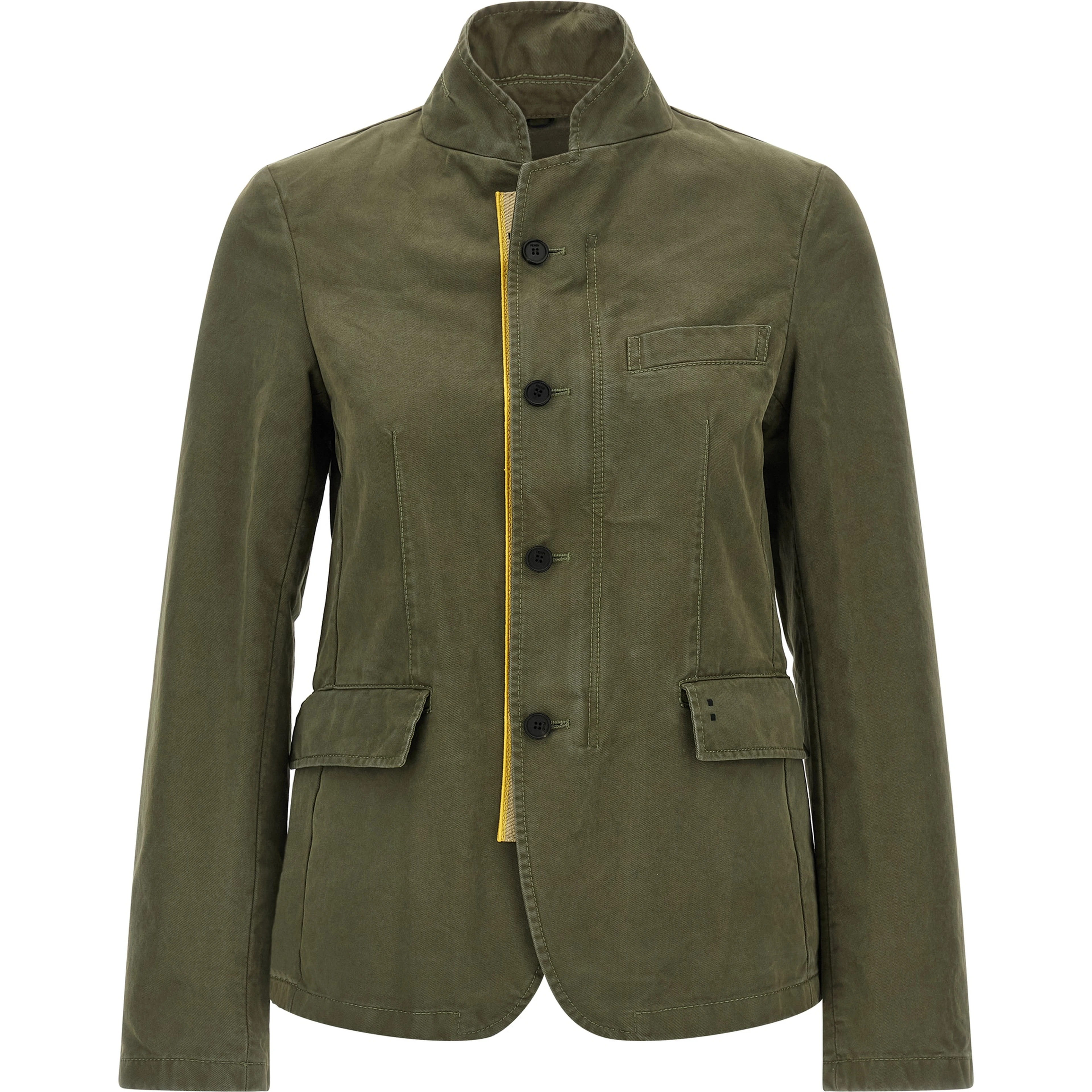 Bicolor Cotton Full-Length Jacket