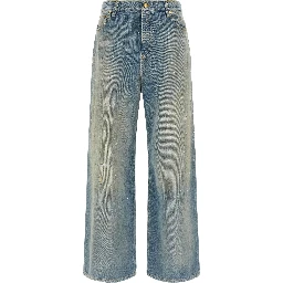 Blue Cotton Boyfriend Jeans