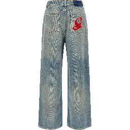 Blue Cotton Boyfriend Jeans