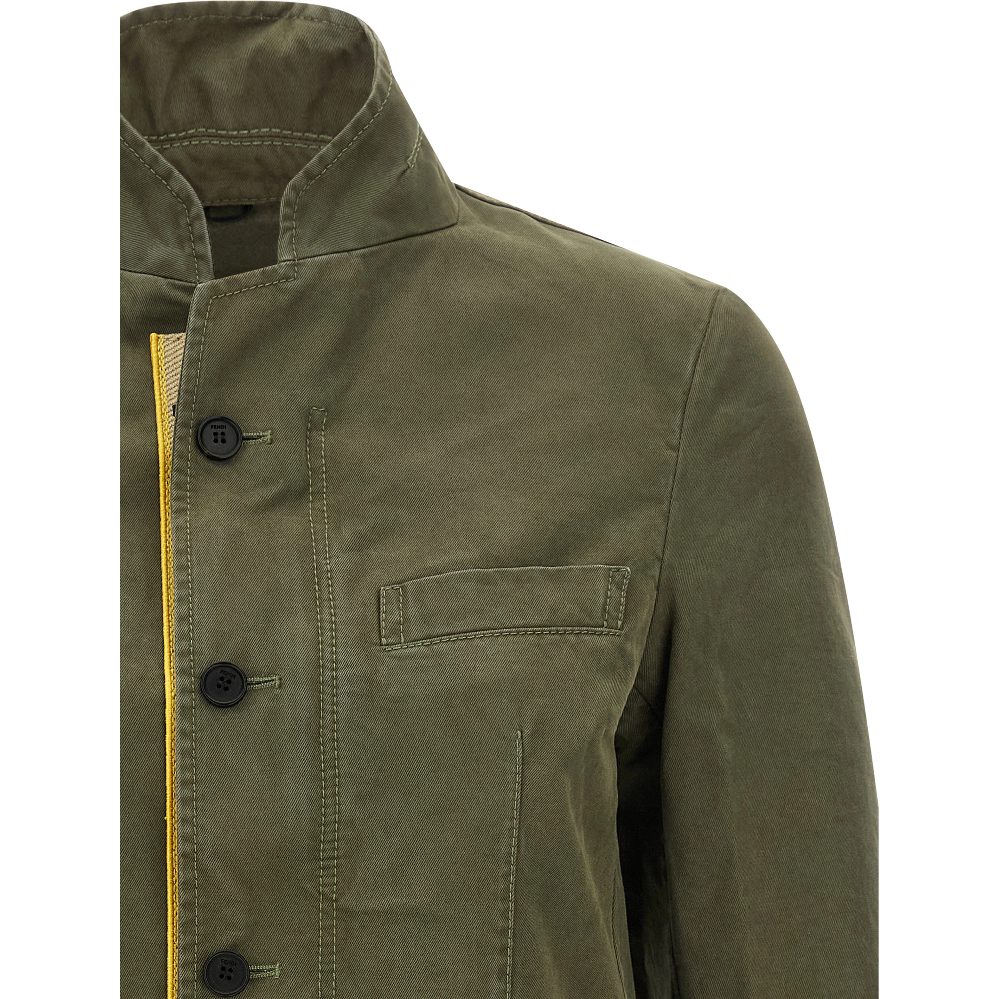 Bicolor Cotton Full-Length Jacket