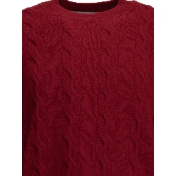 Crew-neck cable-knit sweater