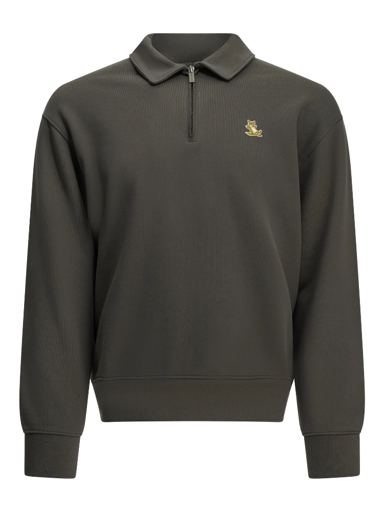 "Chillax Fox" Polo-Collar Sweatshirt