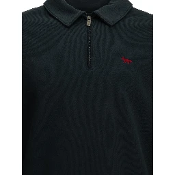 "Profile Fox" Polo-Collar Sweatshirt