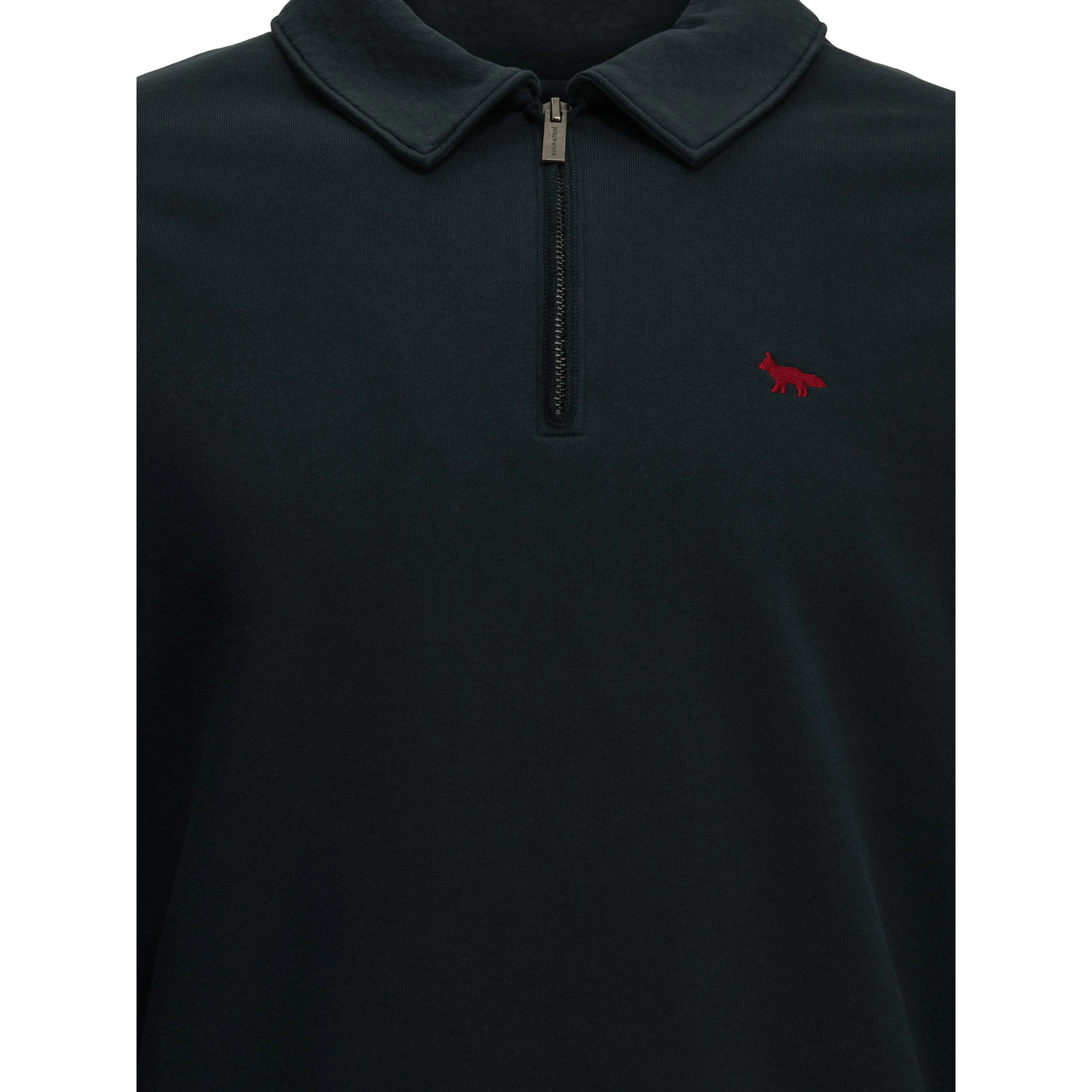 "Profile Fox" Polo-Collar Sweatshirt
