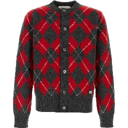 CREWNECKCARDIGANWITHAMIBOUCLETTEOVALPATCH