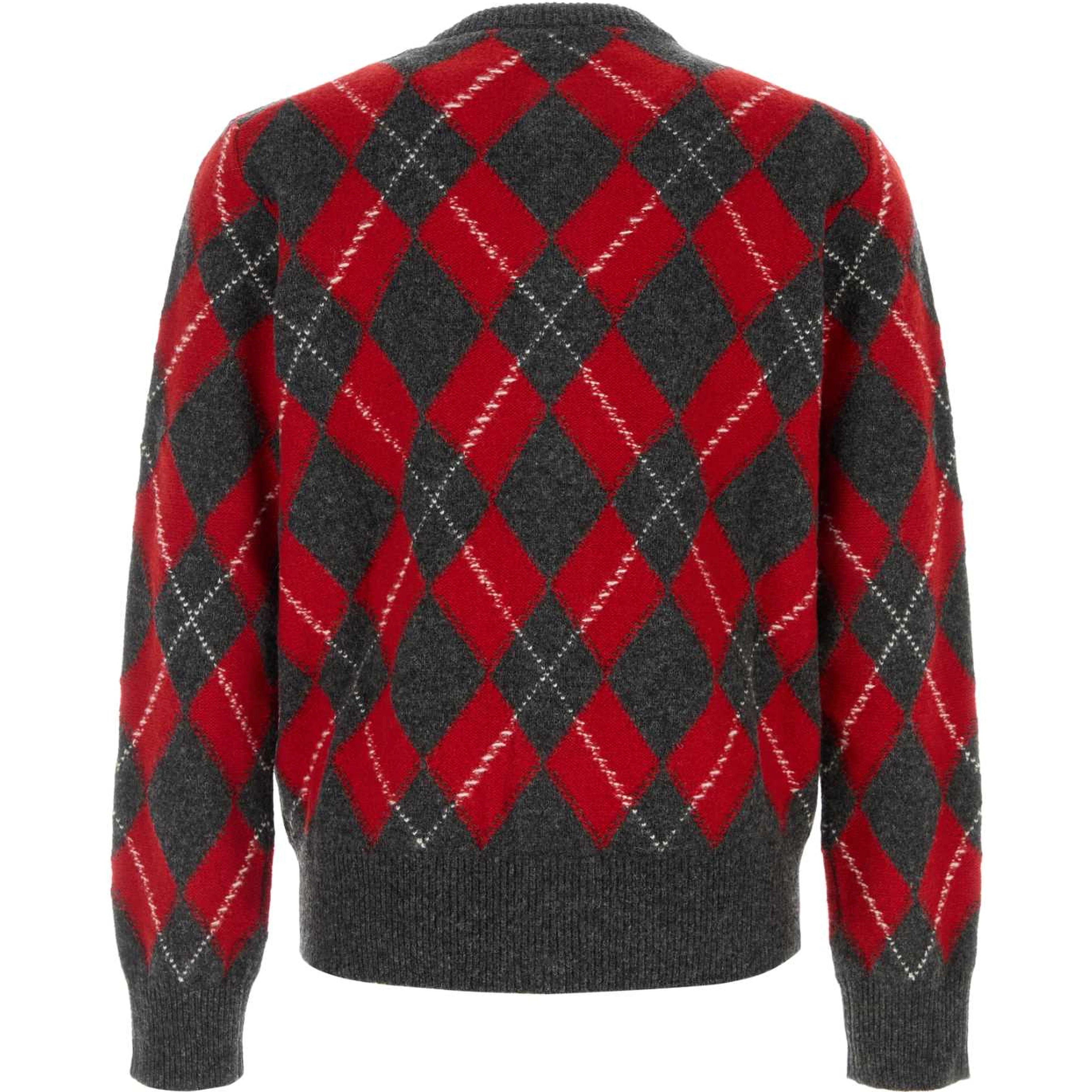 CREWNECKCARDIGANWITHAMIBOUCLETTEOVALPATCH